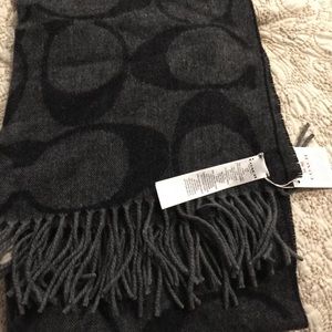 Coach Signature C style Black and gray scarf.